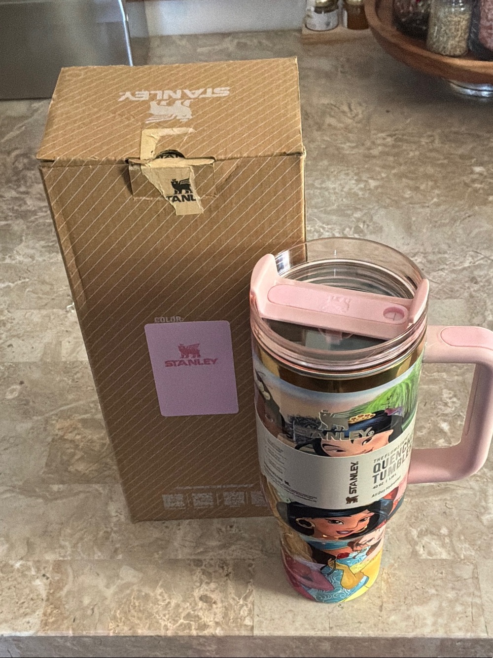 Stanley Pink Princess Graphic Travel Tumbler with Handle